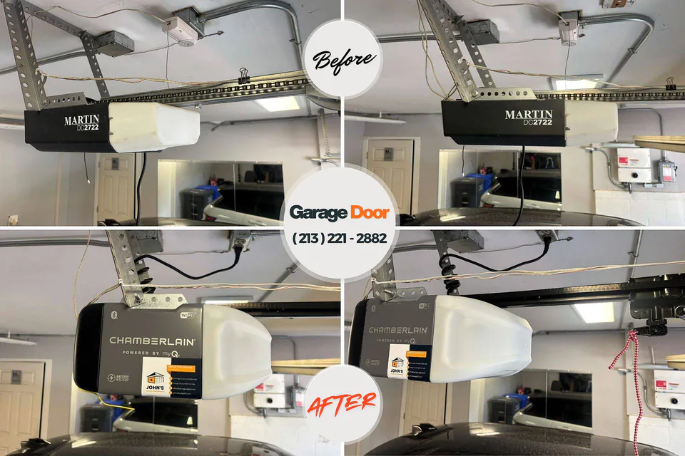 Before and after: garage door repair Tainter Lake, WI
